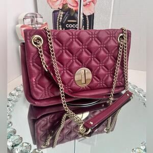 Kate Spade Astor burgundy Court Naomi Quilted leather shoulder bag